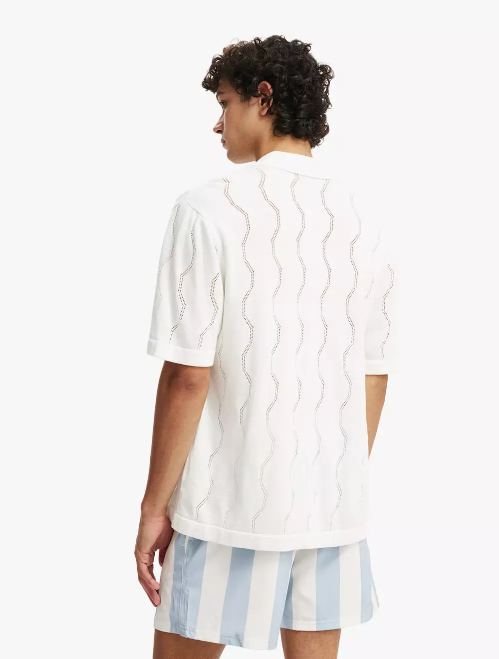 Cotton On -  Pakaian Pria  - Stretch Swim Short - Pale Blue Stripe