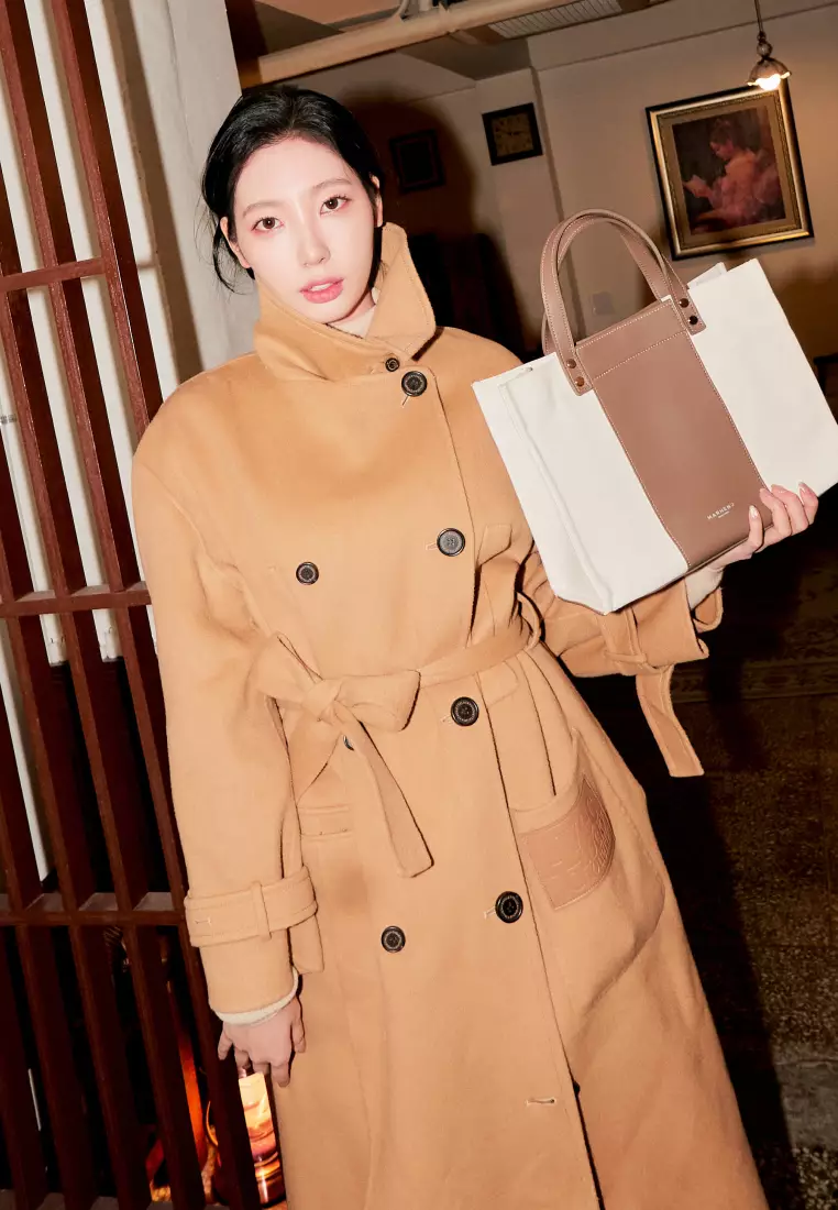 KAI Canvas Vegan Leather Crossbody Bag Neutral Taupe