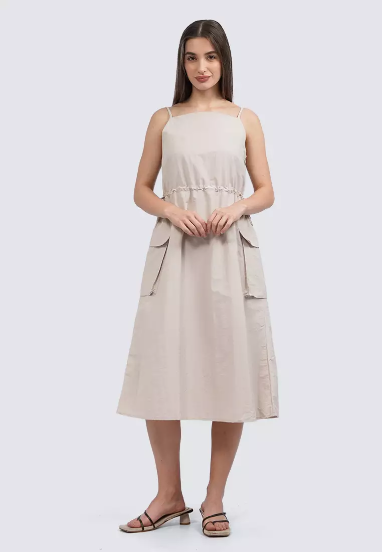 Parachute Sleeveless Midi Dress TAUPE
