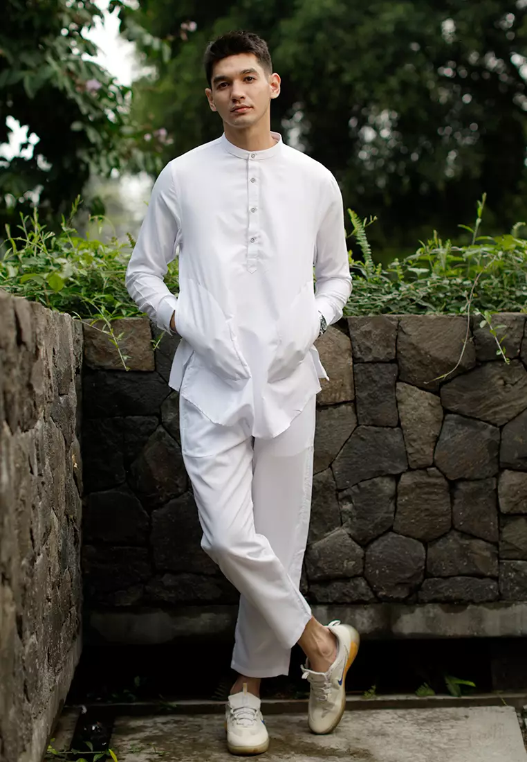 OXCON Kemeja Setelan Koko Kurta Moslem Wear White