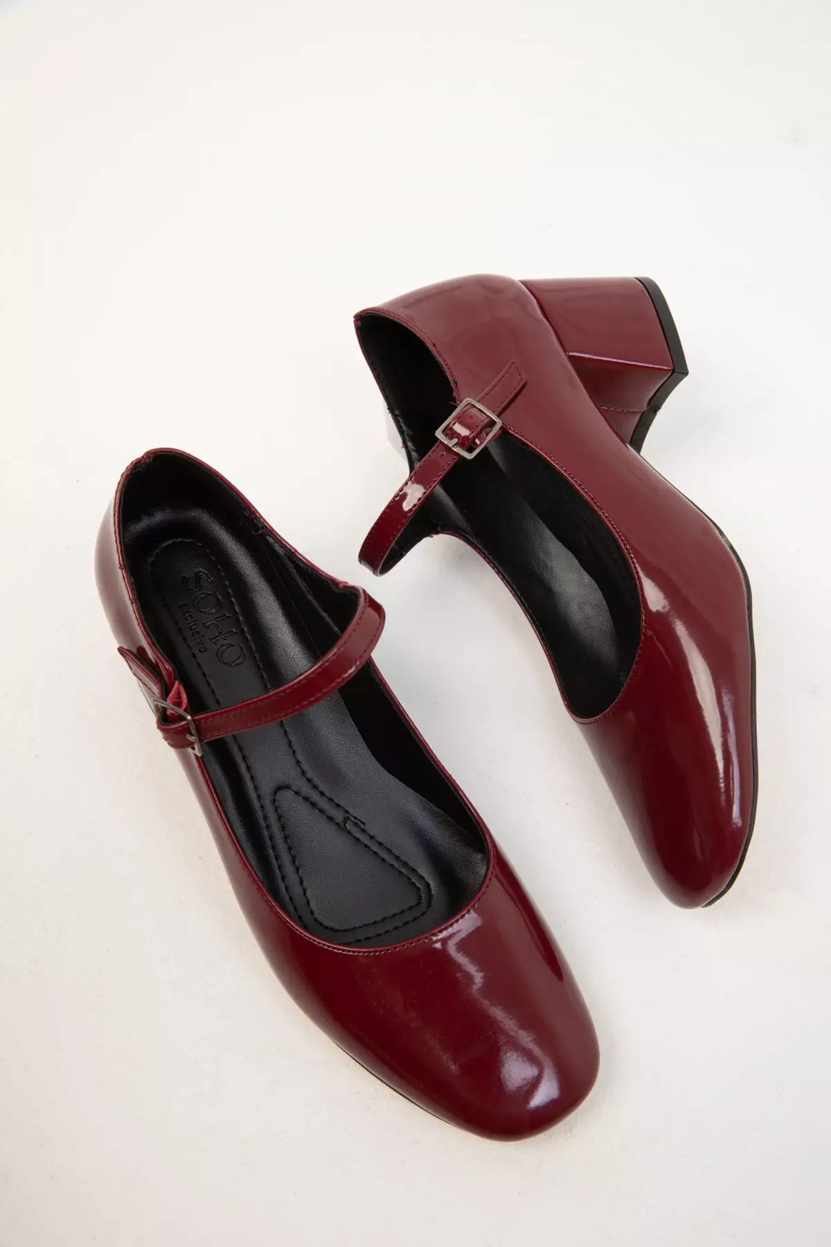 Claret Red Patent Leather Women's Classic Heeled Shoes 18447