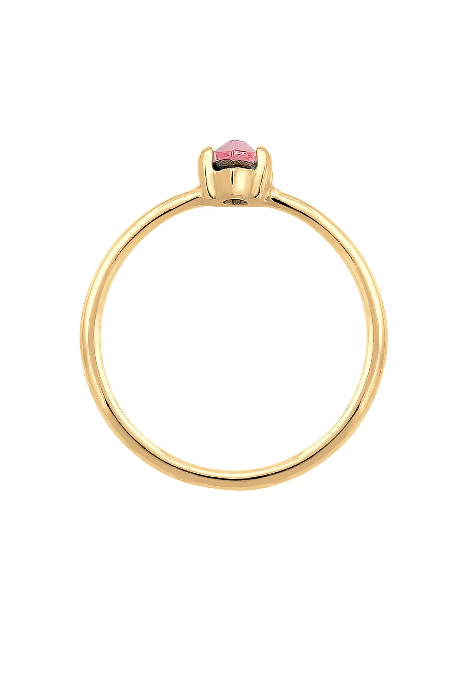 施华洛世奇®水晶镶嵌订婚戒指，马眼形切割，粉金镀层。