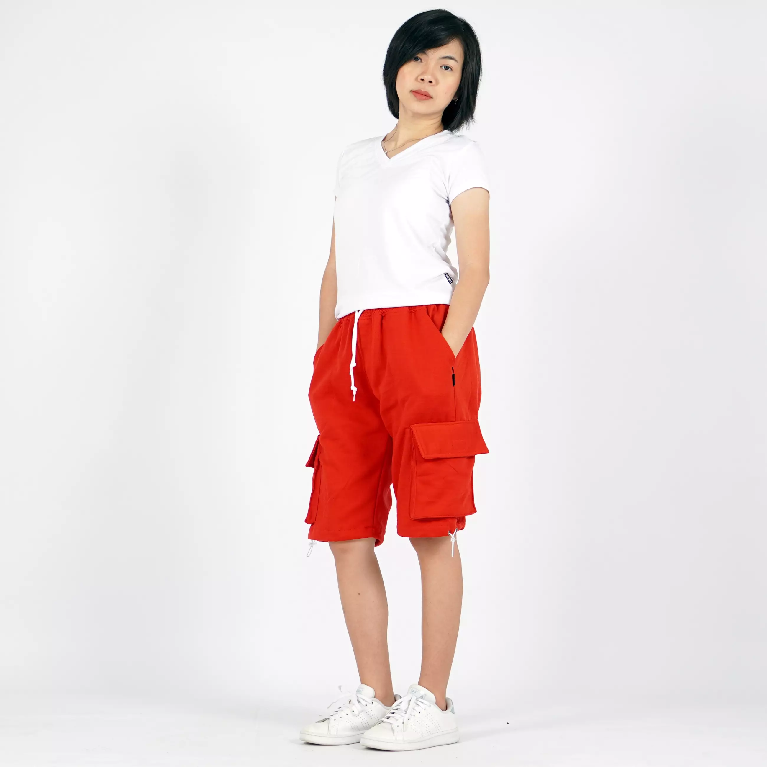JUANITA Cargo Pants Wanita Celana Pendek Wanita Cargo Celana Kargo Pendek - MERAH