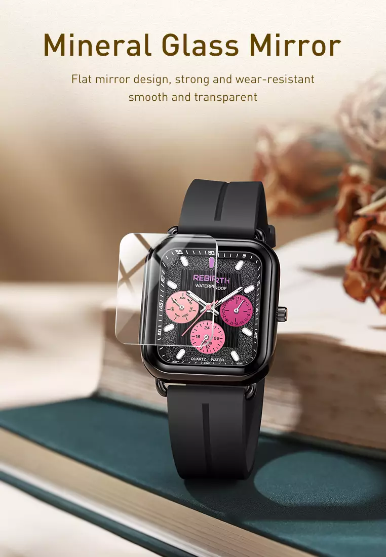 Jam Tangan Wanita Anti Air Korea Elegan Kemewahan Original Tali Silikon Jam Tangan Cewek Original black