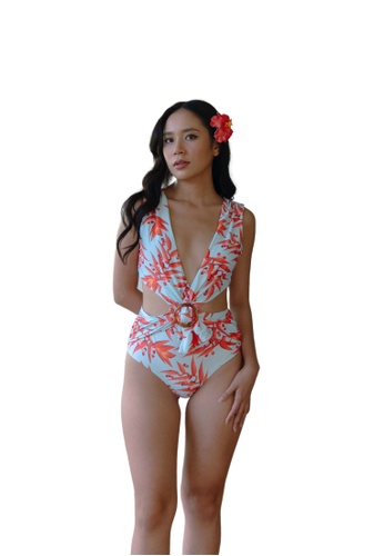 PINK N' PROPER green TROPICAL OPULENCE Malawi Cut Out Monokini with Resin Buckle in Mint Green 57DBCUSB3E5FA8GS_1