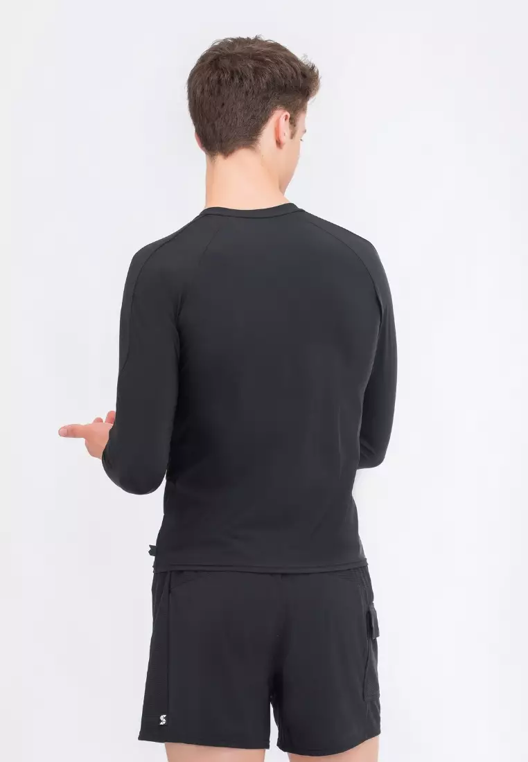 Men Black Essential Half-zip Swim Rashguard