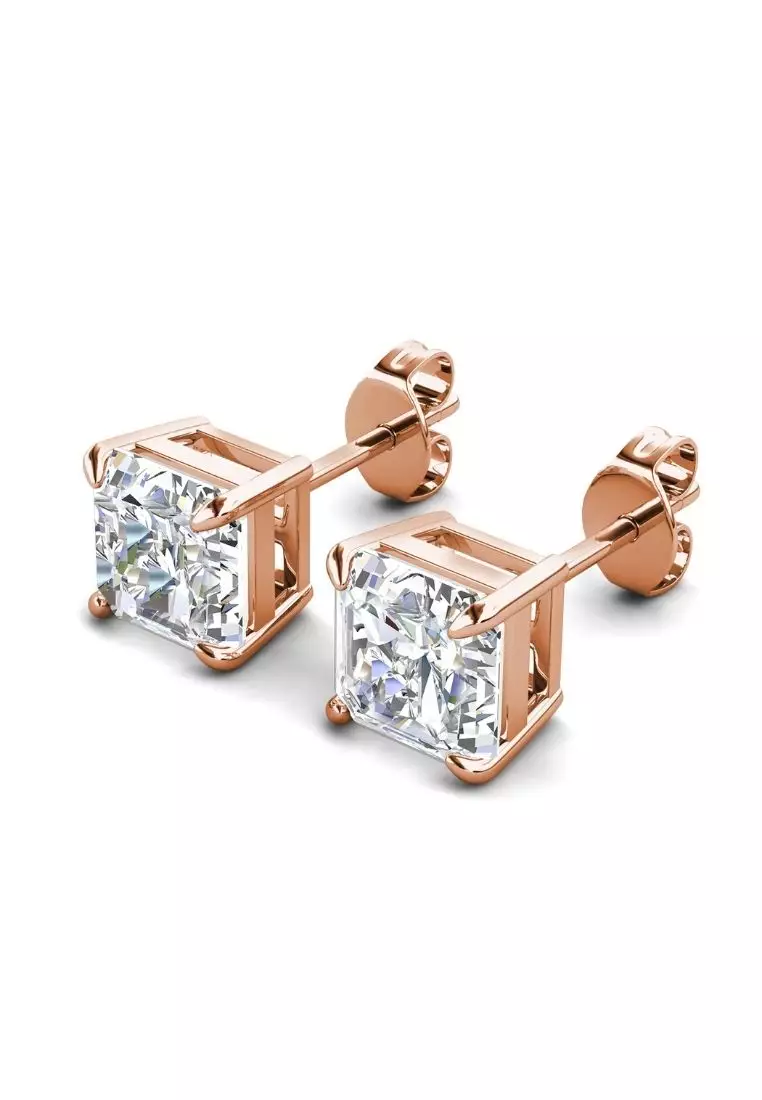 Her Jewellery Tamira Earrings (8x8mm) - Crushed Ice Stone made with High-carbon diamond & Zircons