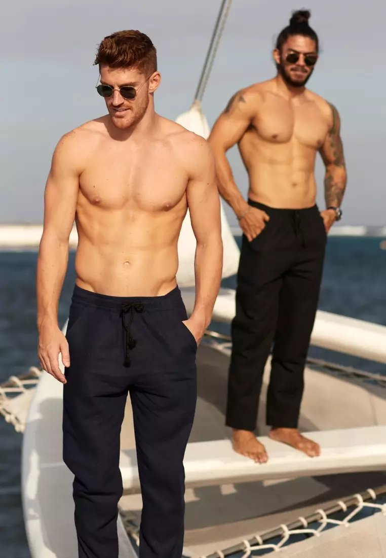Punalu Celana Panjang Linen Pria Hitam | Linen Long Pants Men Black