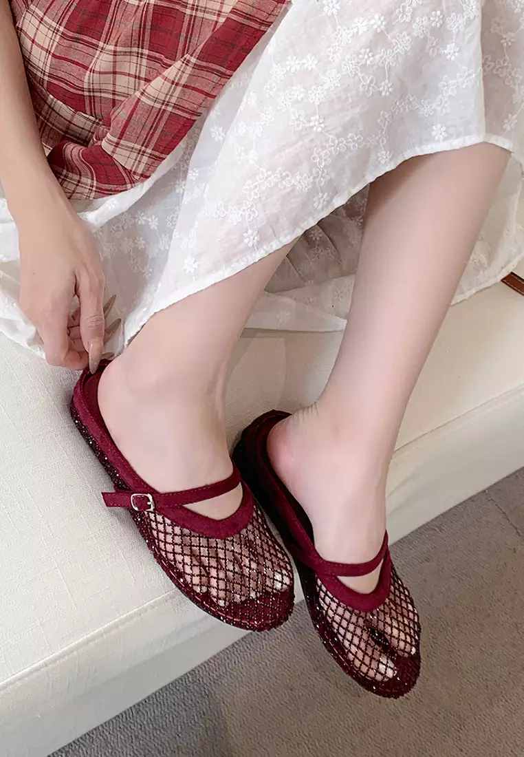 Mesh Hollow Strap Slip-Ons WW3368-2