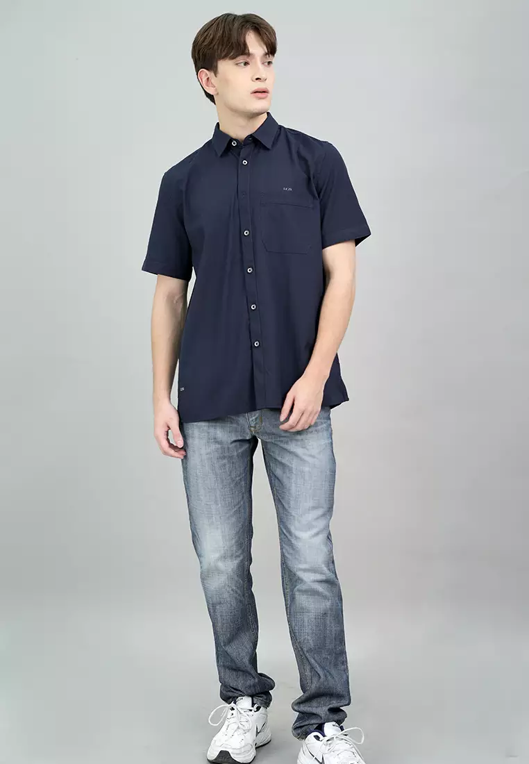 LGS - Kemeja Casual Pria - Lengan Pendek -  Reguler Fit - Warna  Biru Navy - CSH.271.S1097.191.C