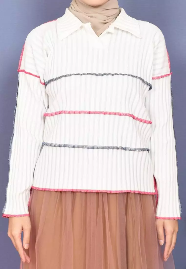 Yuna Playfull Knit Tops - Broken White M18127 R16S6