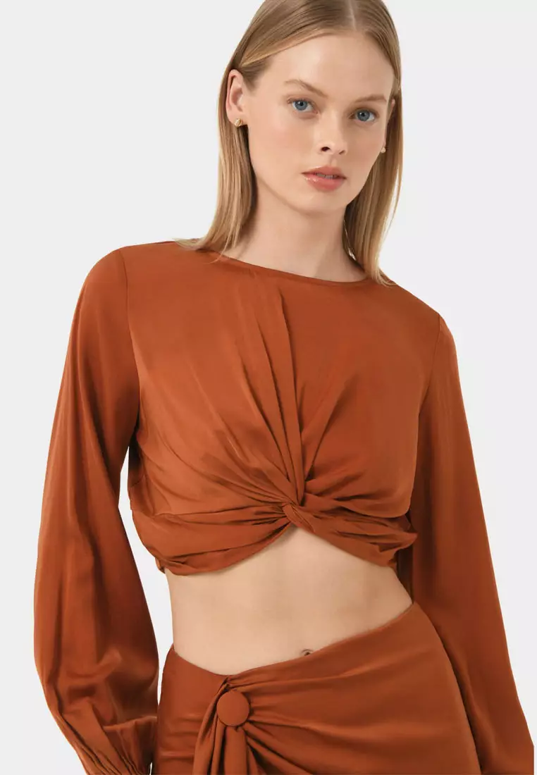 FORCAST Zyana Knotted Front Top