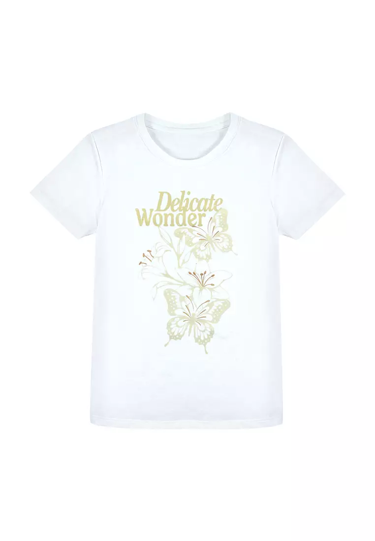 Ladies White Graphic T-shirt "Delicate Wonder"