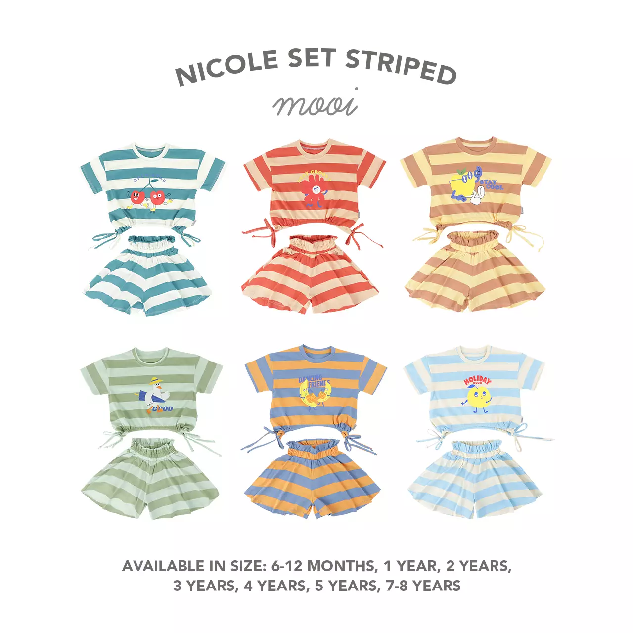 Mooi Setelan Anak Perempuan Nicole Striped Set - Blue Baby