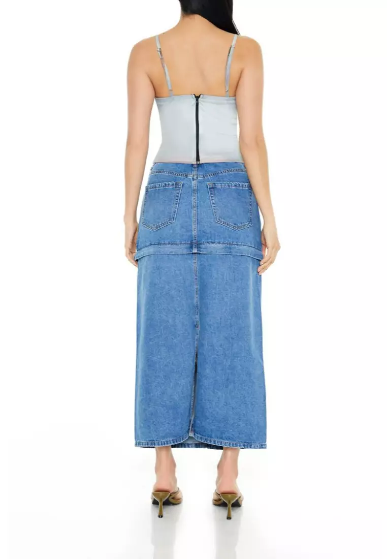 Denim skirt overalls forever 21 sales