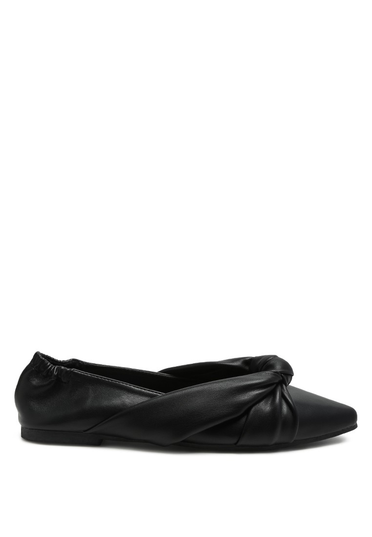 Black Knot Detail Elasticated Ballet Flats