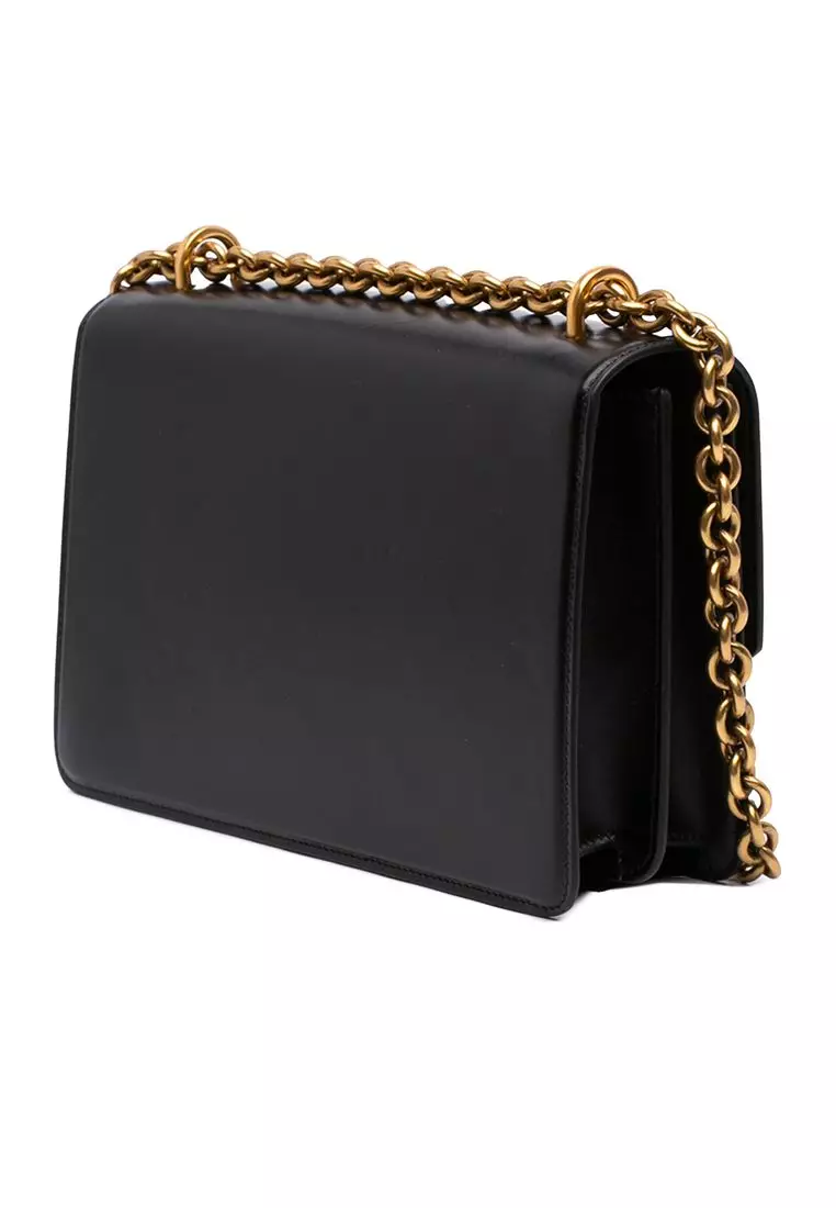 Pre-Loved Valentino Small Shiny Calfskin Vlogo Vain Crossbody