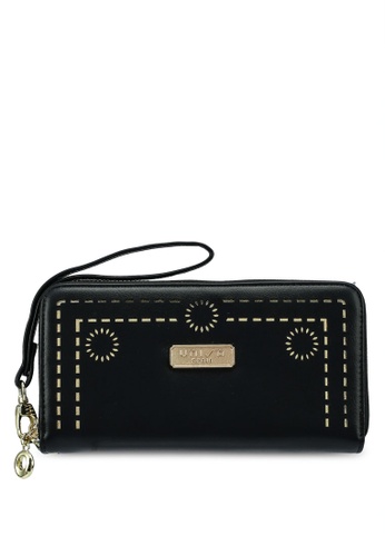 UNISA black Perforated Facile Zip-Up Wallet 29E0BACC9B7A9CGS_1