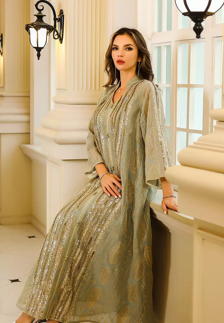 2024 Muslim Robe Sparkling Dress CA24090332GR