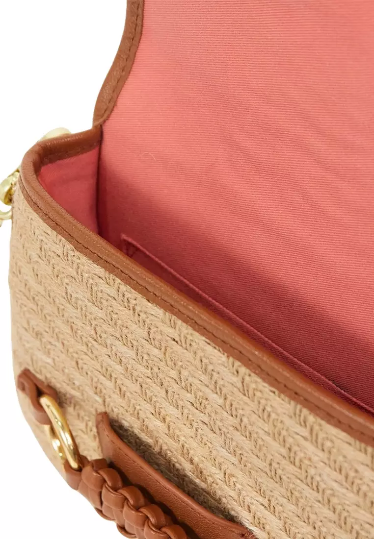 Saddie in Natural Jute Shoulder Bag for Women in Caramelo