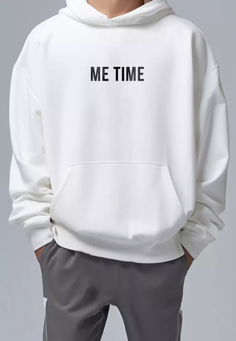 MT667M Hoodies Premium ScubaLux Anti Kusut Waterproof "Me Time" Putih