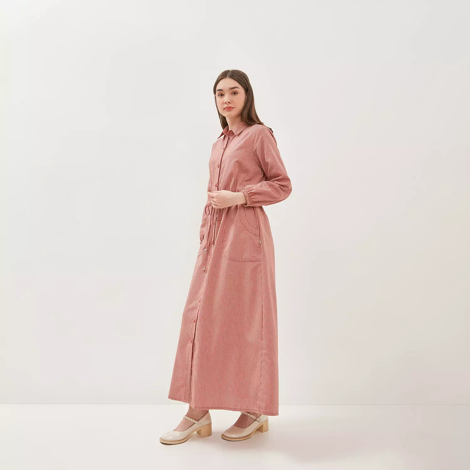 Jual Graphis GRAPHIS Button Down Mono Stripe Maxi Dress Original 2025 ...