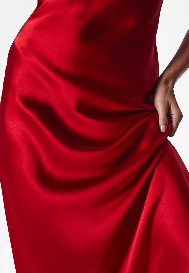 Sleeveless Satin Midi Dress