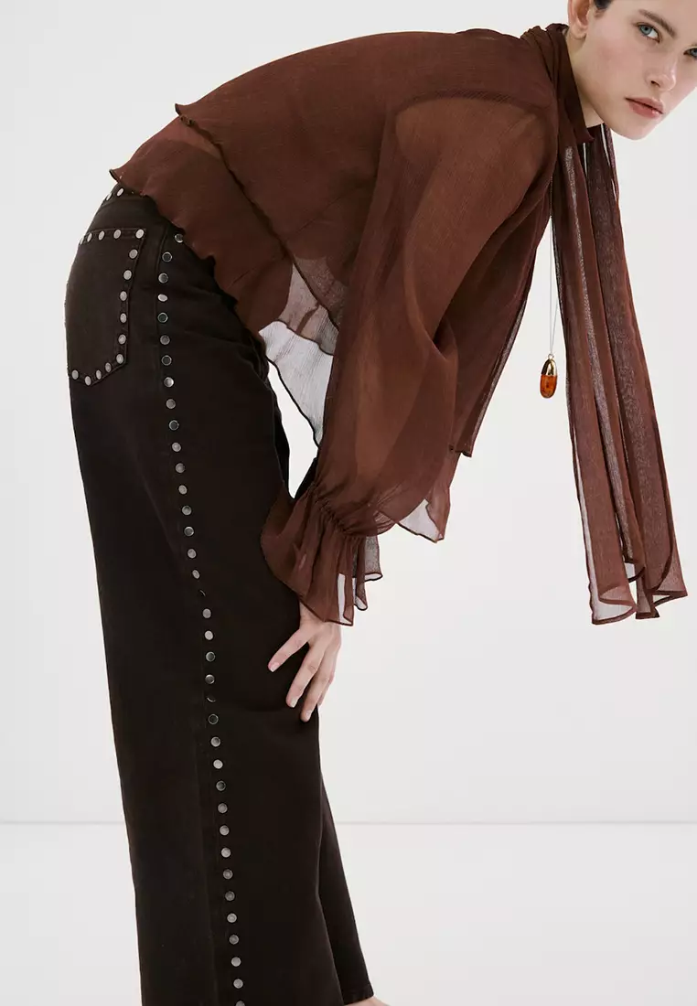 Wide Leg Studded Jeans