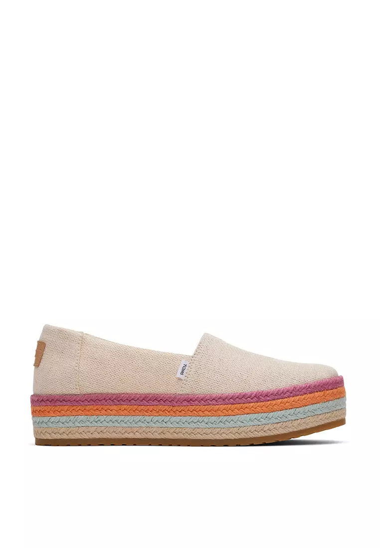 Discount on Toms  shoes - SKU: Espadrille Valencia Women - Dusty Peach Metallic Linen