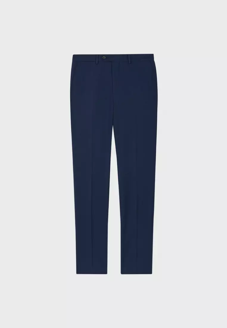 Midnight Blue Textured Tailored Trousers