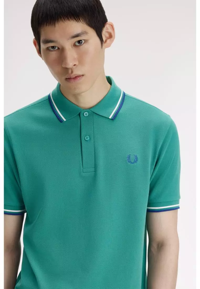 Fred Perry M3600 Twin Tipped Fred Perry Shirt (Deep Mint / Snow White / Soho Eclipse)