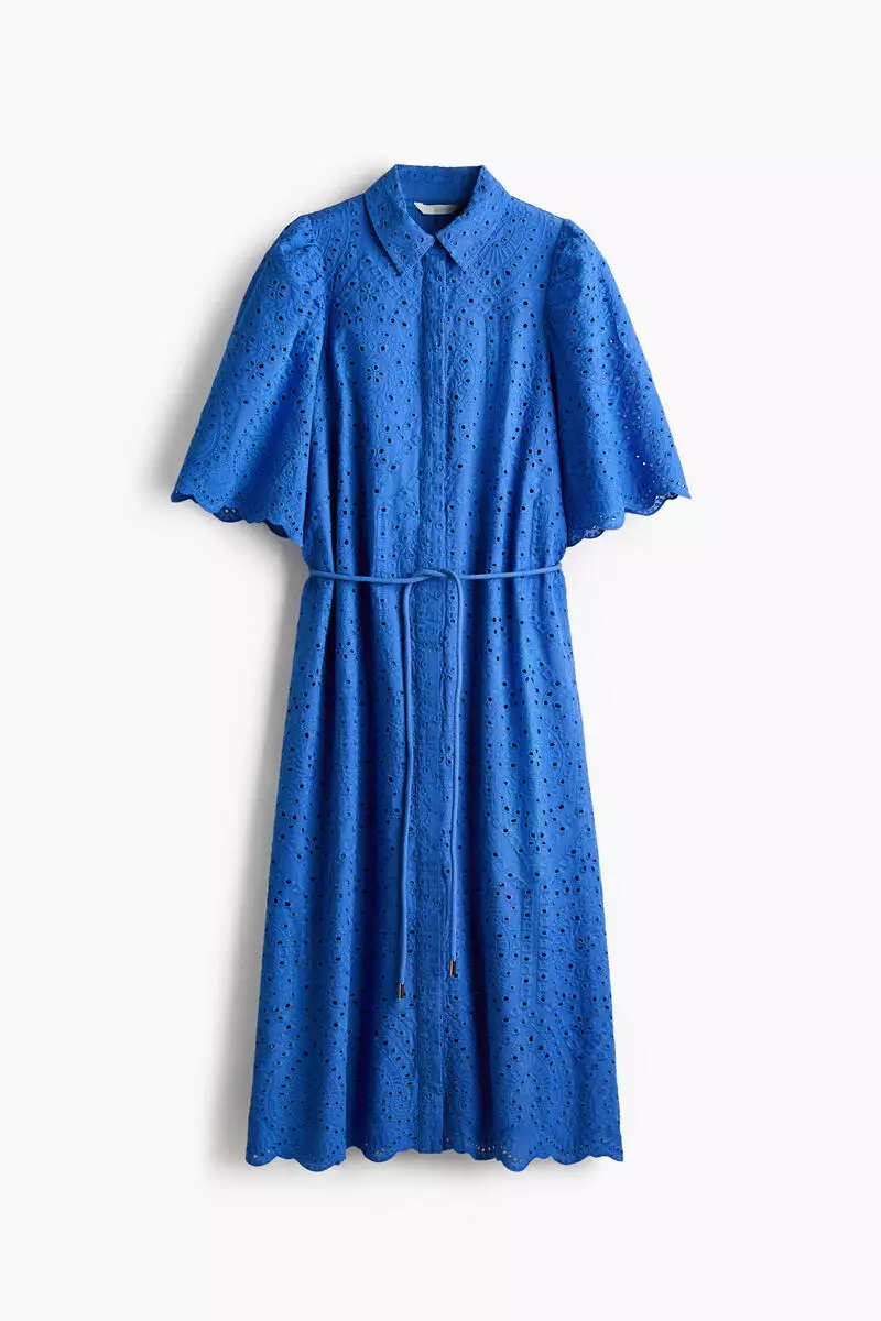 Broderie-anglaise cotton shirt dress