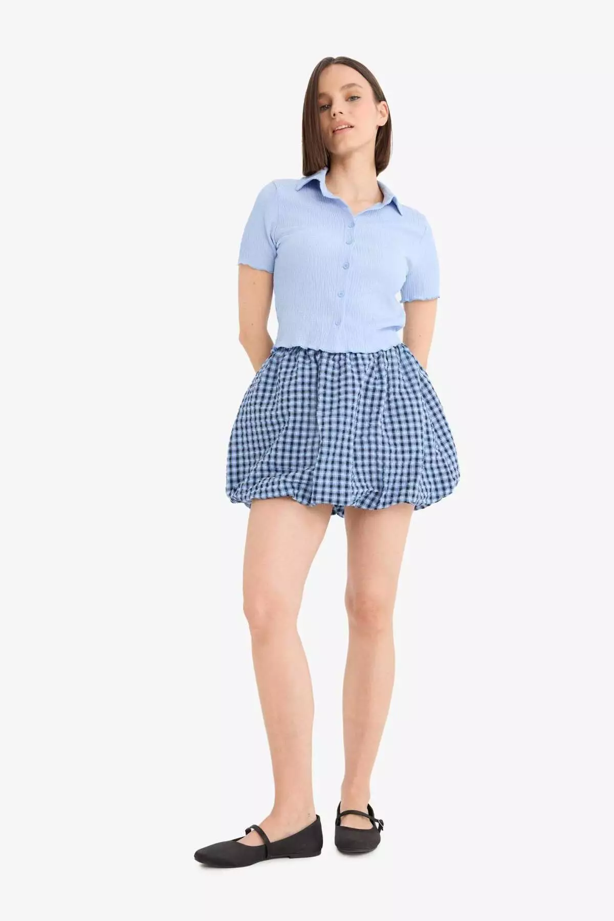 Cool Balloon Fit Checked Mini Skirt F2011Ax25Sm