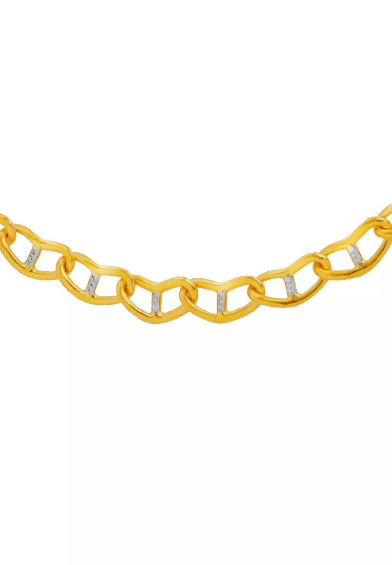 TOMEI Dual-Tone Heart Trace Bracelet, Yellow Gold 916