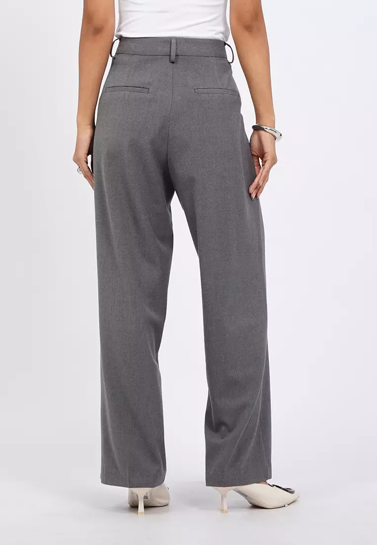 Loose Straight Pants with Front Pleats