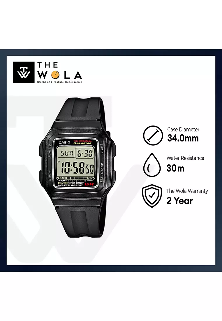 Men's Digital Watch F-201WA-1A Black Resin Band Sport Watch