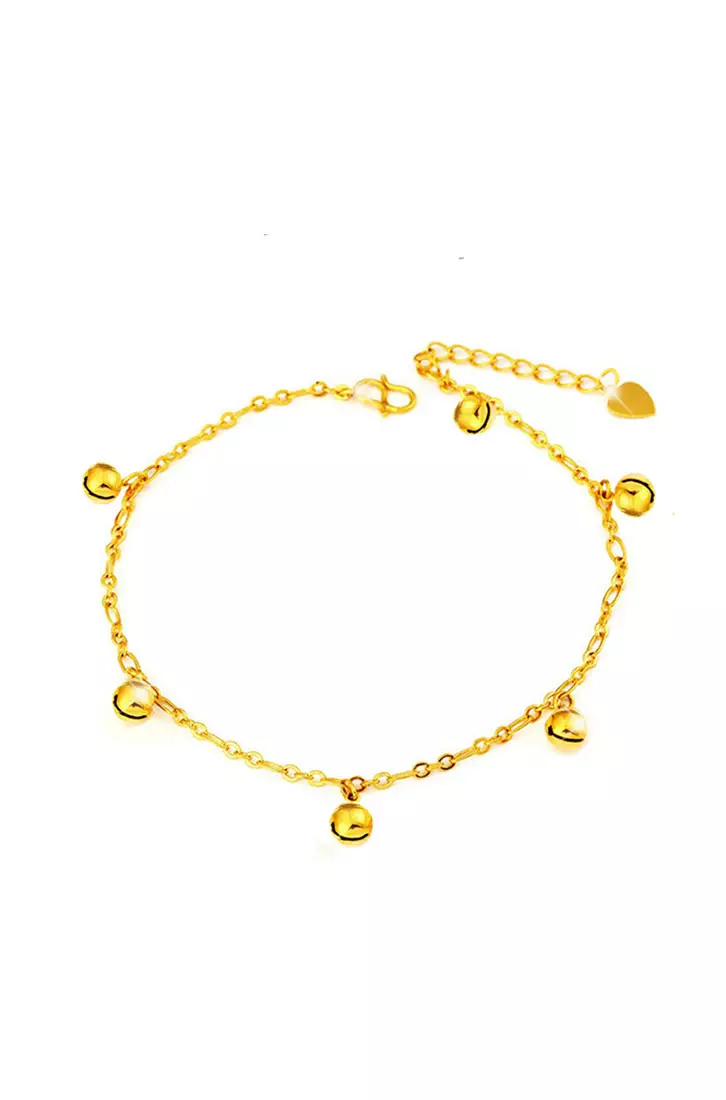 Gold bracelet with bells top