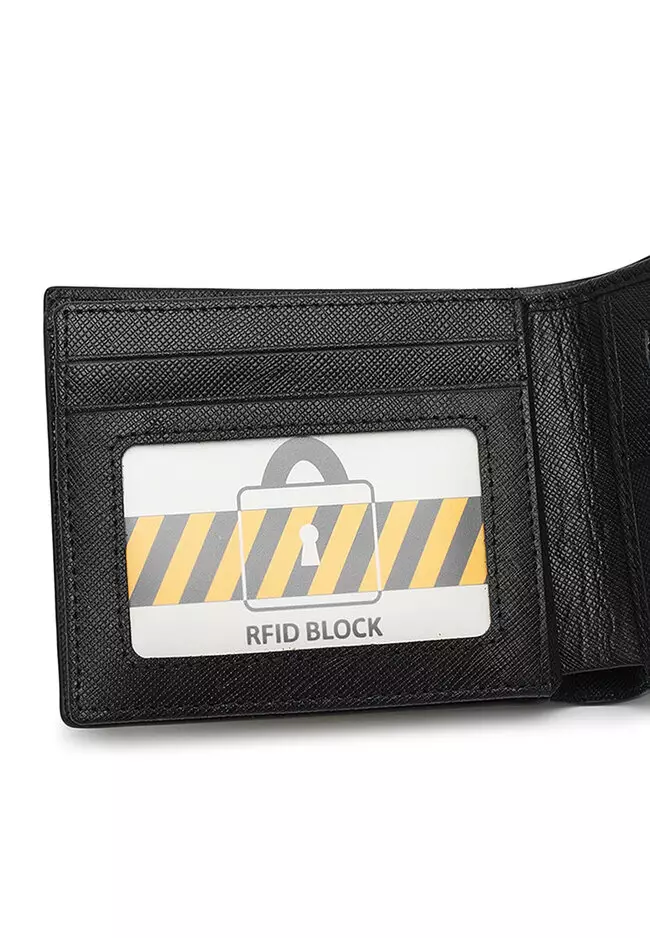 Genuine Leather RFID Short Wallet - Black