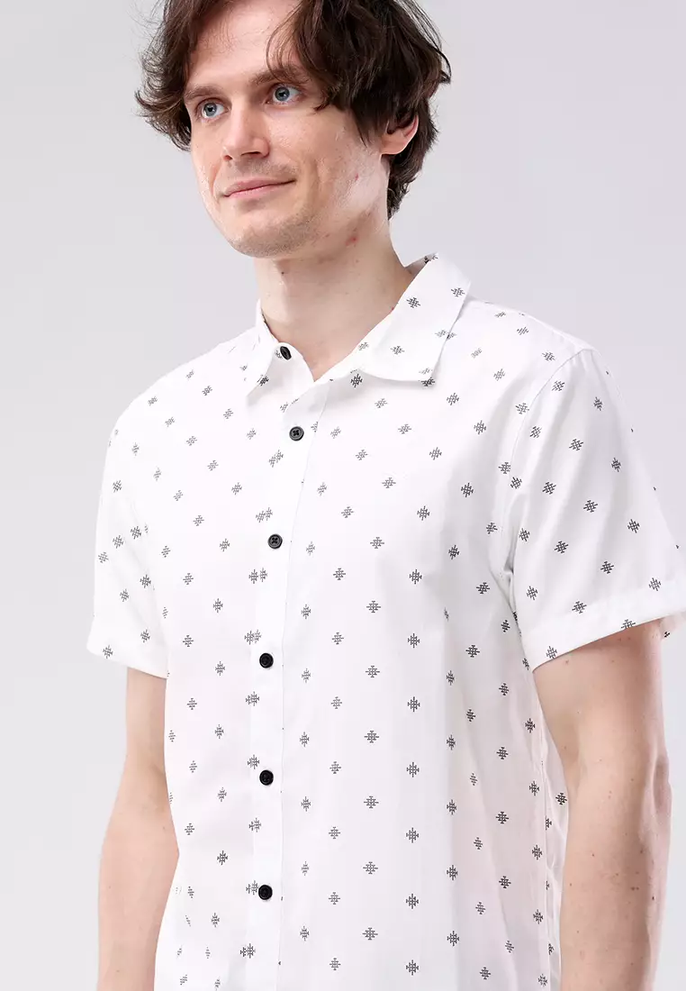 Woven Printed Oxford Short Sleeve Polo