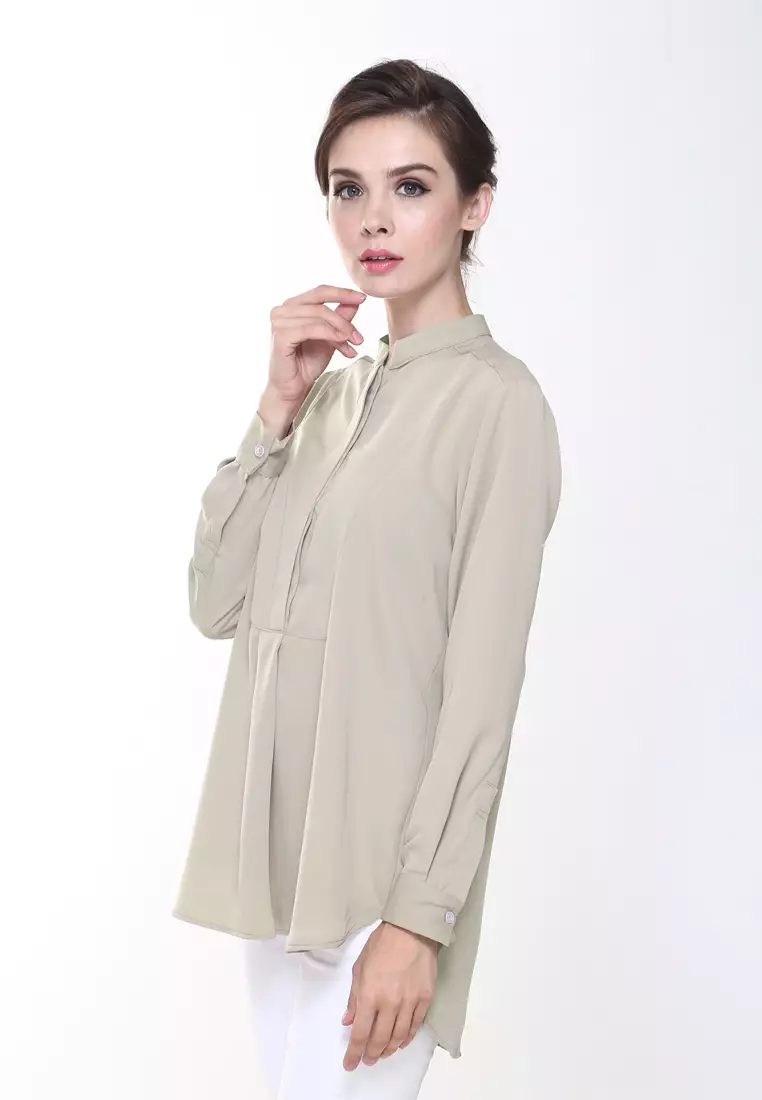Eva Suit Office Wear Top in Silver Off White