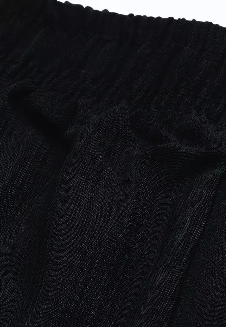 Black High Waisted Solid Wide Trouser Pants