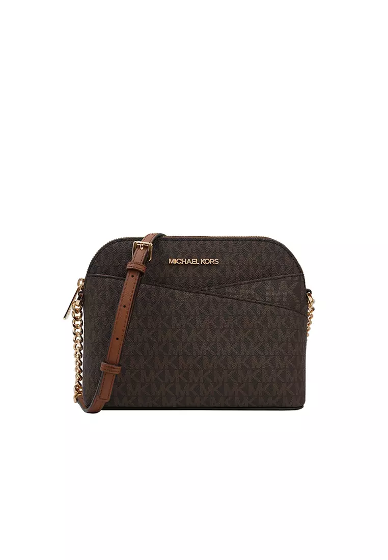 Jet Set Travel Medium Logo Dome Crossbody Bag in Brown 35F1GTVC6B