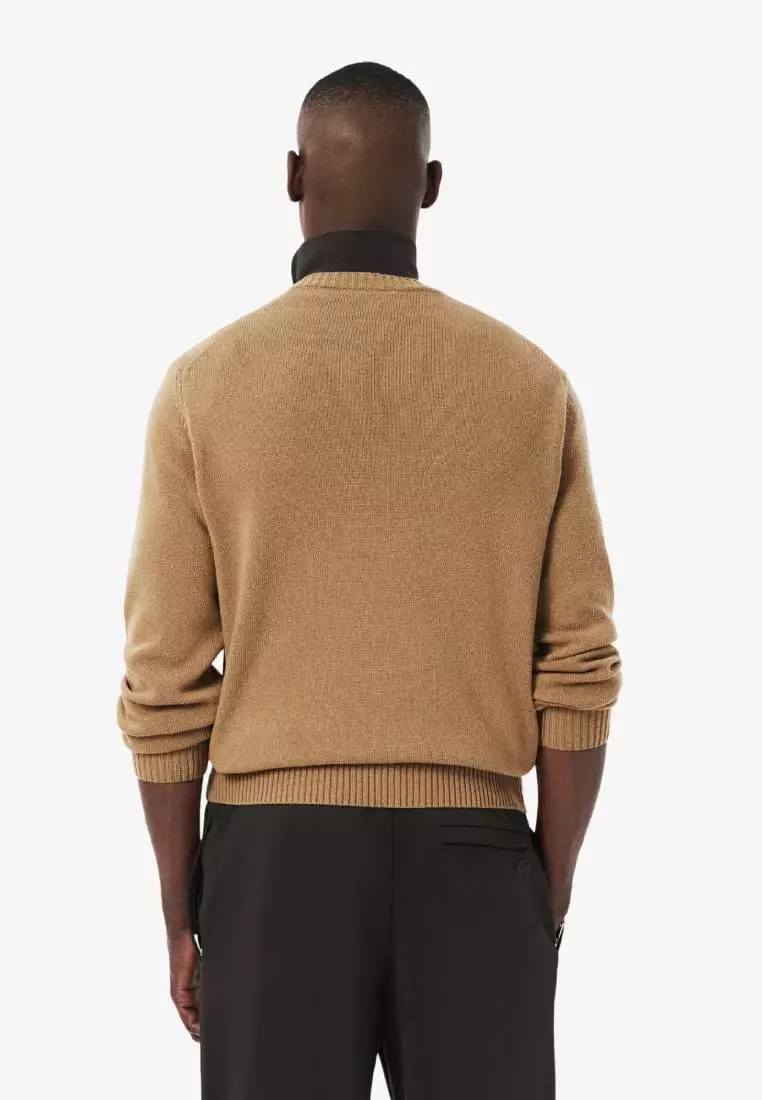 Carded Wool Crew Neck Sweater