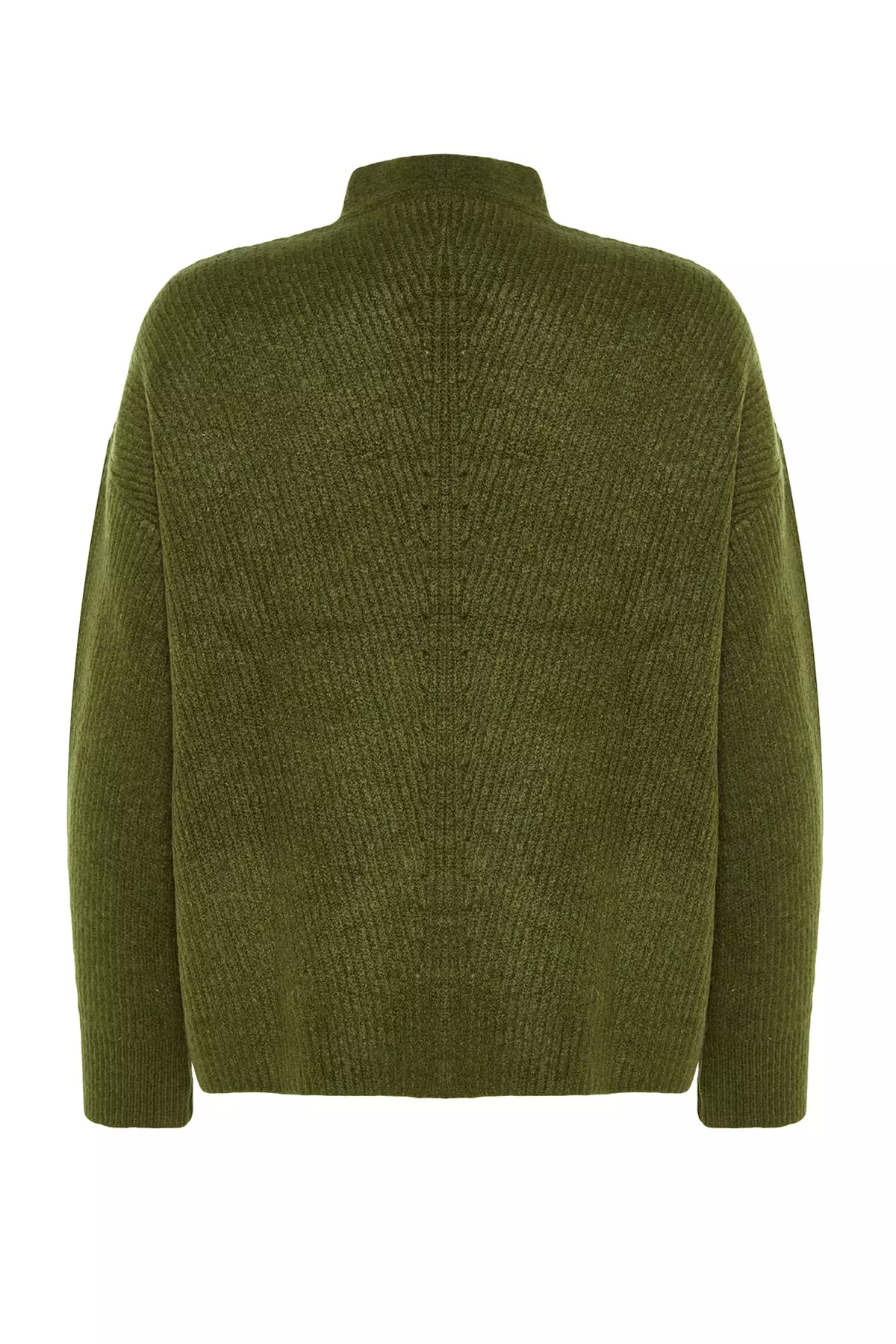 Khaki Wide Fit Soft Textured Pocket Detailed Knitwear Cardigan Twoaw24Hi133