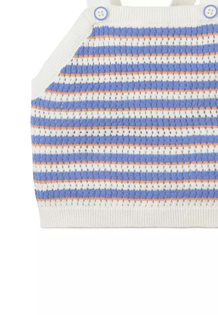 Baby Girls Stripes Crochet-Like Knit Tank Top