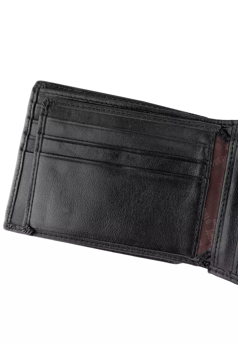 Men's RFID Blocking Tri Fold Wallet with Coin Compartment - Black