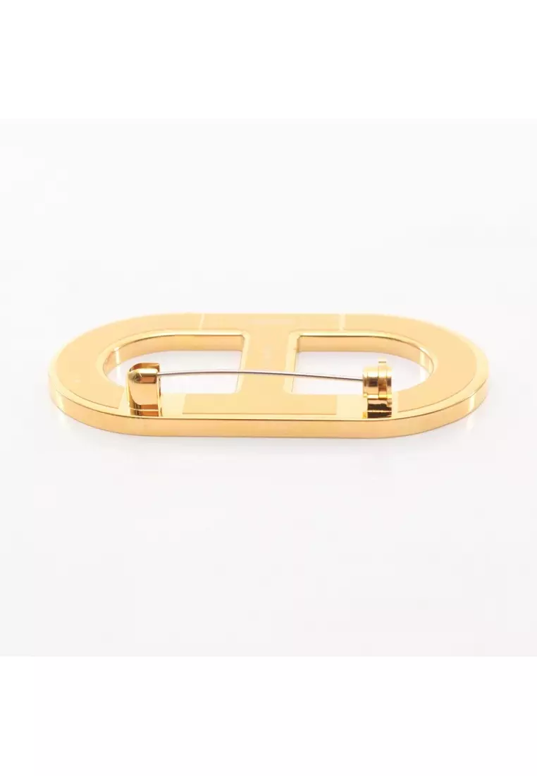 Pre-Loved Hermès Chaîne d'Ancre brooch GP Veau epsom gold Brown