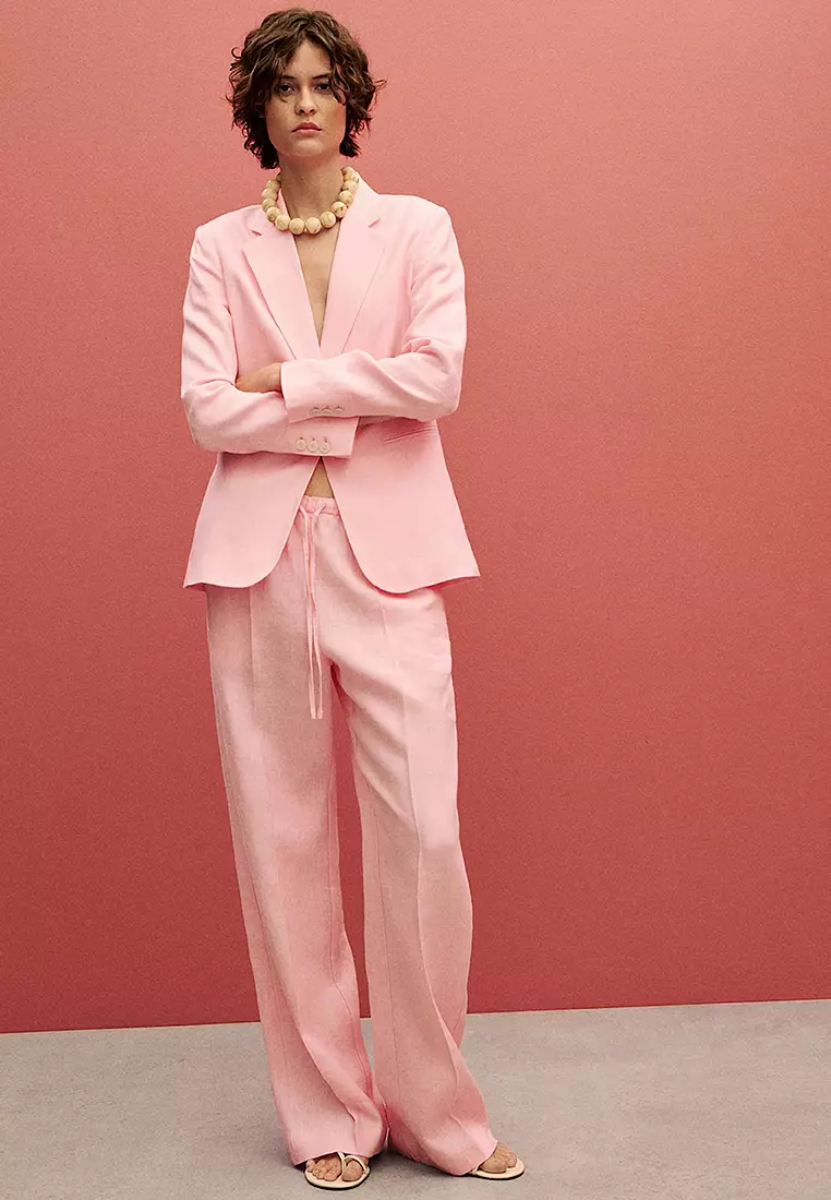 Straight Linen Pants With Bow