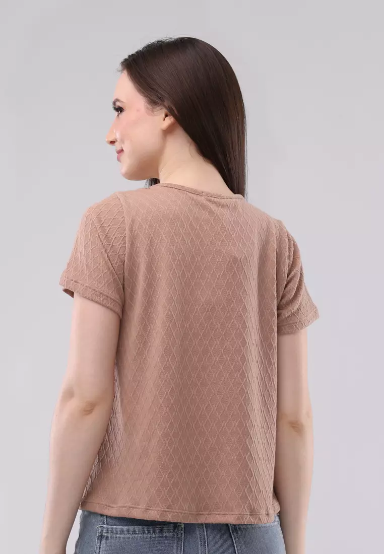 Special Textured Knits Short Sleeves Blouse