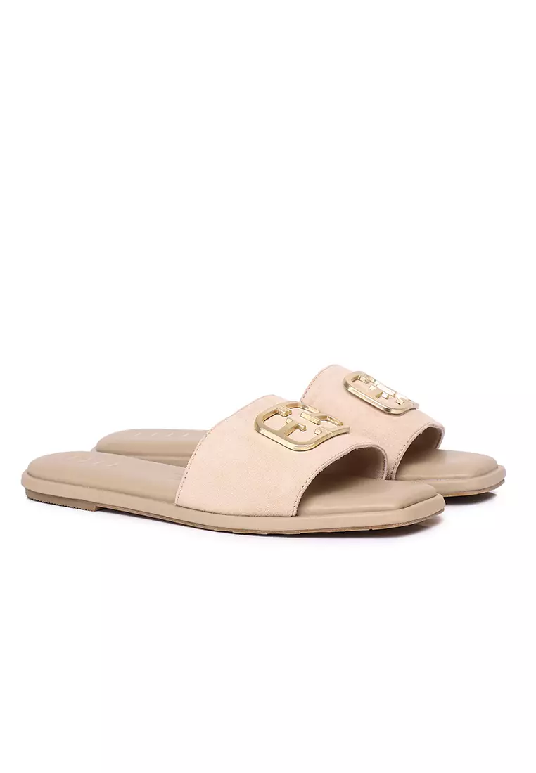 Lea Faux Suede Comfy Fit Footbed Microfiber Leather Sandals